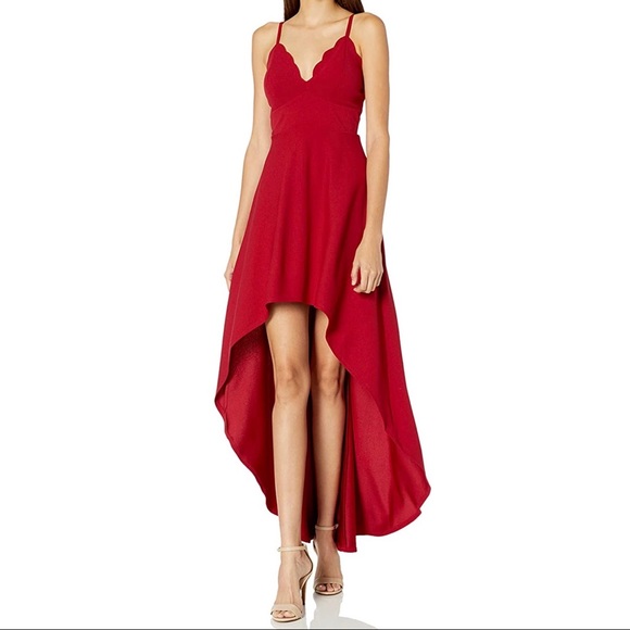 macy's red high low dress
